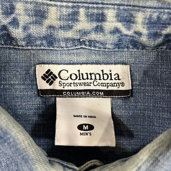 Columbia Shirt M Blue Denim Button Down Cotton Long Sleeve Casual‎ Outdoors Work - Picture 2 of 10